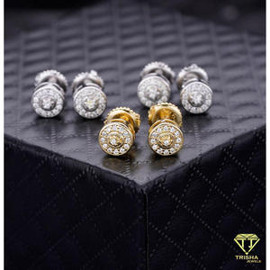 <b>Gold</b> Plated Moissanite Diamond Stud <b>Earrings</b> 925 Sterling Silver Luxury Fashion Jewelry For <b>Men</b> And Women - Product Image 5