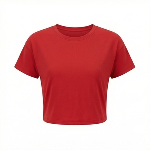 เสื้อครอปท็อปผู้หญิงผ้าฝ้ายสีตามสั่ง แห้งเร็ว พิมพ์ลาย 3 มิติ ลายสก็อต สตรีทแวร์ ฟิตเนส ออกกำลังกาย เสื้อยืดแอคทีฟแวร์ - Product Image 1