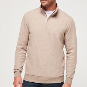 Logo personnalisé Hommes grande taille coupe ajustée confortable doux couleur unie à manches longues polaire chaud quart fermeture éclair Golf Pull - Product Image 1