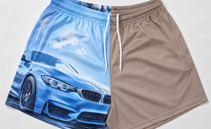 Shorts de Rugby Sublimados de Poliéster Ecológico de Dos Tonos con Logotipo Personalizado Directo de Fábrica al Por Mayor, Cintura Alta y Bolsillo con Cremallera - Product Image 2