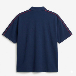 Polo de hombre al por mayor con hombros caídos, ribete en contraste personalizado, estilo oversize - Product Image 2