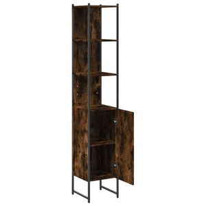Armoire de salle de bain en acier thermolaqué en bois d'ingénierie chêne fumé, mobilier de salle de bain haut de gamme - Product Image 5