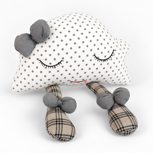Coussin nuage à pois en peluche, coussin moelleux avec jambes brodées en forme de nœud, couverture d'anniversaire pour la décoration de chambre d'enfant - Product Image 4