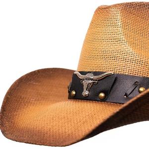 Sombreros Vaqueros Negros de Jazz Occidental, Sombrero de Paja Unisex para Niños, Protección Solar, Sombreros de Vaquero para Hombre, Verano - Product Image 6