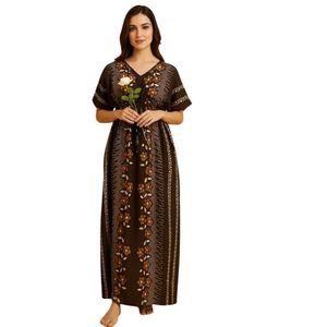 Chemise de nuit en coton pur pour femmes |   Kaftan Maxi pour femmes |   Robes de nuit kaftan pour femmes - Product Image 3