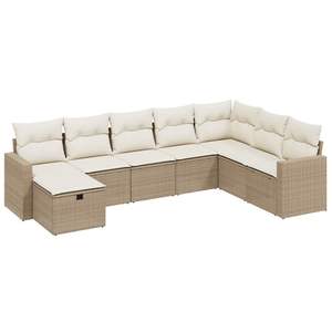 D0100XFU2X2 Ensemble de canapé de jardin en polyrotin beige 8 pièces, mobilier d'extérieur au design contemporain avec structure en acier - Product Image 4