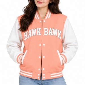 Veste universitaire pour femme bicolore décontractée classique à boutons sur le devant, col côtelé rayé, manches longues, col boutonné, grande taille, pour l'automne - Product Image 1