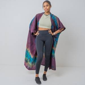 Robe de soirée moderne Tie Dye Summer Resort Wear Robe de soirée à la main Boho Beach Kaftan Kimono Robe Deep V Neck Bandeau Trendy Hot - Product Image 4
