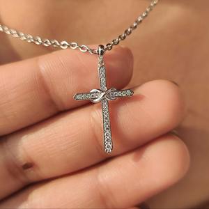 จี้เพชรรูปทรงกลม 0.25 กะรัต รูปกางเขนคริสเตียน สำหรับผู้หญิง ทอง 10K 14K หรือ PT950/S925 คุณภาพสูง รับรองโดย IGI - Product Image 6