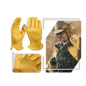 Top Quality Deer Skin Leather Durable Gun Cut Safety Driver Work Gloves Keystone <b>Thumb</b> Elastic Wrist <b>Cuff</b> Working Driving Gloves - Product Image 6