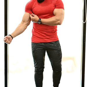 Camiseta Deportiva Personalizada para Hombre, Poliéster/Algodón, Rojo Jaspeado, Secado Rápido, Cuello Redondo, Manga Corta, 300g, Entrenamiento, Rendimiento, OEM - Product Image 2