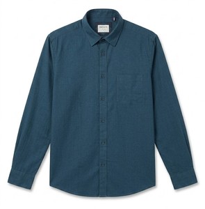 เสื้อเชิ้ตผู้ชาย Enovate แบบกระดุมสองแถว สีพื้น แขนยาว สไตล์ลำลอง ปกคอพับ ระบายอากาศได้ดี ผ้าป๊อปลินคอตตอน - Product Image 1