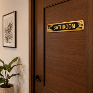 Nouvelle arrivée : Plaque de porte en laiton pour salle de bain |   Plaque de nom murale et de porte en métal faite à la main, décorative pour salle de bain, maison, hôtel, bureau - Product Image 3