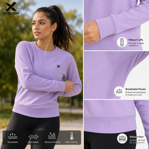Sudadera Deportiva X Sports City para Mujer, Cuello Redondo, Tejido de Alto Rendimiento, Color Sólido, Paneles Transpirables, Elástica, Corte Regular, OEM - Product Image 3