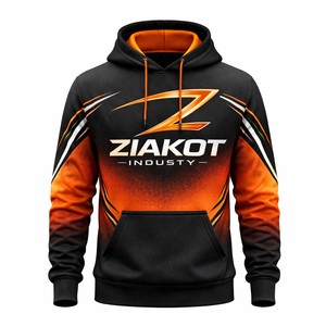 Sudadera deportiva cosida genuinamente personalizada Sudadera con capucha verde neón-blanco con sólido de la empresa fabricante - Product Image 5