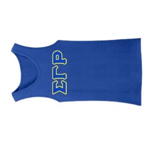 Camiseta sin mangas ajustada con apliques Sigma Gamma Rho, azul, para mujer, camiseta de hermandad con letras griegas, top deportivo informal, personalizado para universidad - Product Image 2