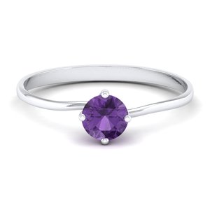 Bague de fiançailles REYES sur mesure en or massif 14 carats avec diamant certifié IGI, taille ronde, 0,5 carat, améthyste, bijoux fins - Product Image 1