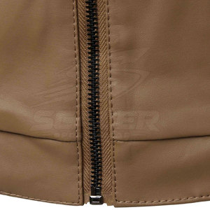 Chaqueta de Cuero para Hombre, Estilo Casual Diario, Invierno, Cuero Genuino de Vaca, Cierre Completo, Forro Cálido, Cuello Alto a la Moda, Logotipo Frontal - Product Image 5