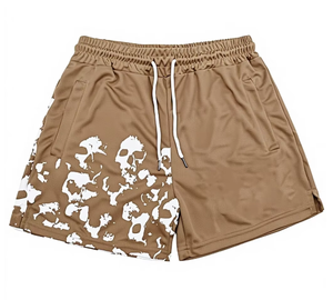 Men s Casual Shorts <b>Skull</b> Print Quick Dry Drawstring Waist Polyester Athletic Shorts Lightweight Mesh Fabric - Product Image 1