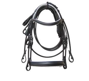 Ensemble de bridon en cuir véritable de haute qualité avec nezier et frontal rembourrés, bridon anglais réglable pour l'entraînement et la compétition FAB - Product Image 1