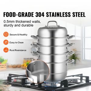 Pentola a vapore a 5 livelli da 28 cm con 3 cestelli per verdure e 2 vassoi, pentola da 8,5 litri per fornelli a gas e cucina casalinga - Product Image 2