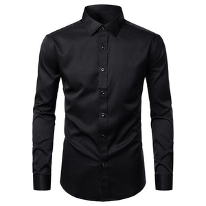 Camisa de Vestir Azul Marino para Hombre, Corte Entallado, Estilo Casual de Negocios, Formal, Venta al Por Mayor, Fabricación Personalizada OEM, Ropa de Fábrica - Product Image 3