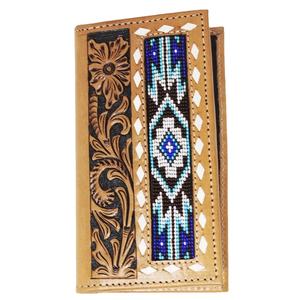 Cartera Larga Estilo Bohemio Hecha a Mano, Estilo Vintage Occidental, Cuero Genuino con Acabado Artesanal, Cierre de Cremallera Resistente, para Uso Diario - Product Image 1