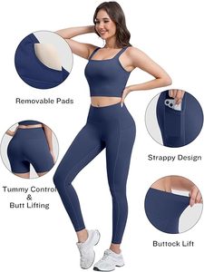 Top Trending Bnice Solid <b>Lace</b> Women's Yoga Leggings 2-Piece Set High Waist Seamed Breathable Spandex/Nylon Butt Lift Fitness - Product Image 3