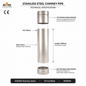 <span class=keywords><strong>Tubo</strong></span> de <span class=keywords><strong>Chimenea</strong></span> de Acero Inoxidable de Doble Pared Aislado de Alta Resistencia, Acabado Negro Pulido Espejo, Certificado ISO9001, para <span class=keywords><strong>Chimenea</strong></span> - Product Image 3