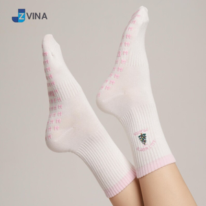 JZVINA Women Christmas Ankle <b>Socks</b> Anti-Slip Cotton <b>White</b> Pink Pattern Casual Winter Wear Pilates Yoga - Product Image 4