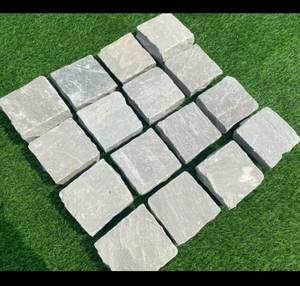 Pavés en pierre naturelle gris foncé taillés à la main, pierres carrées pour le jardin et l'aménagement du sol pour l'extérieur - Product Image 2