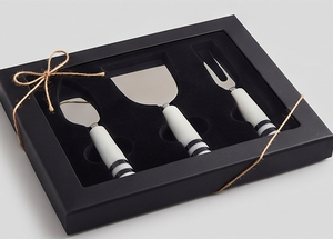 Classic <b>Cheese</b> <b>Knife</b> <b>Set</b> With White Resin Handles Stainless Steel Blades Dishwasher Safe Elegant Tableware For Serving <b>Cheese</b> - Product Image 3