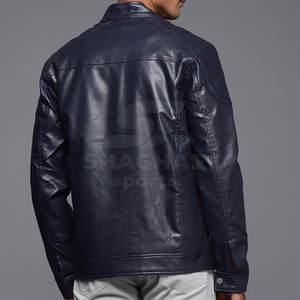 Chaqueta de cuero para hombre a la moda con bolsillos con cremallera y forro suave para usar en todas las estaciones, chaqueta de invierno para hombre - Product Image 2