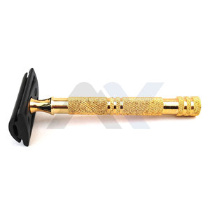 Maquinilla de Afeitar de Seguridad con Mango Hexagonal para Hombre, Maquinilla de Afeitar de Doble Filo para Barbería, Mango Dorado de Lujo con Cabezal Negro, Maquinillas de Afeitar de Seguridad para Barbería - Product Image 1