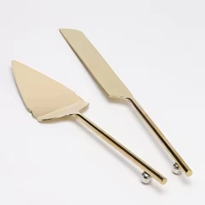Elegant Cake Cutting Set Metal Knife and Server Stainless Steel Dessert Serving <b>Tools</b> Wedding Party Tableware - Product Image 1