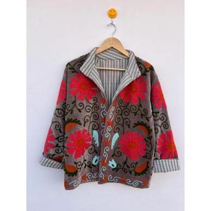 Chaqueta Reversible de Algodón Estilo Boho Suzani, Kimono Bordado, Abrigo Artesanal, Prenda Exterior Colorida para Festivales, Estampado Floral, Otoño/Invierno - Product Image 1
