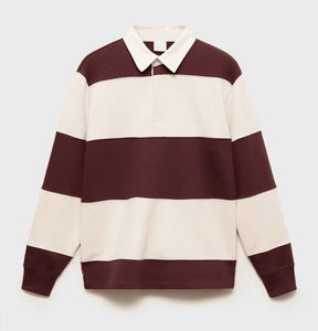 Chemises polo à manches longues en coton tricoté, couleur beige marron personnalisée, style décontracté, coupe ample, respirantes, unisexes - Product Image 1