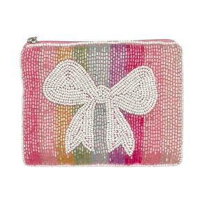 Porte-monnaie élégant brodé de perles avec un travail artisanal élaboré et un aspect décoratif moderne - Product Image 1