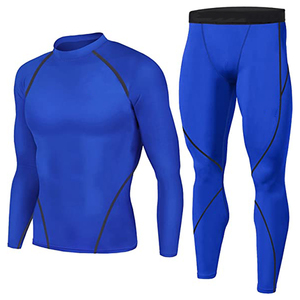 <b>Men's</b> Plus Size Compression Long Sleeve <b>Base</b> <b>Layer</b> Legging Suits Gym Workout Training Compression Athletic Set - Product Image 1