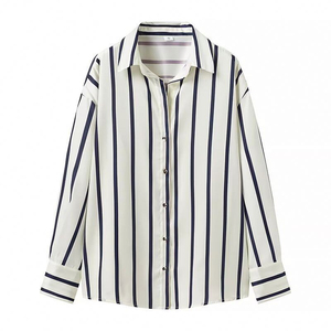 Camisa de Mujer 2025, Primavera-Verano, Nueva, Holgada, Casual, de Manga Larga, con Solapa y Rayas - Product Image 5