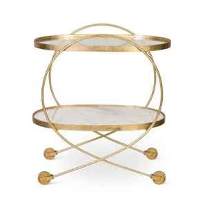 Modern Gold Oval Bar Cart 2-Tier Tinted Glass <b>Serving</b> <b>Trolley</b> Minimalist Drinks Cart Rolling Wine Station Home Bar Furniture - Product Image 5