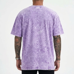 เสื้อยืดคอตตอนผู้ชายแบบย้อมสีสไตล์วินเทจ ทรงหลวม ใส่สบาย สตรีทแวร์ พรีเมียม รับผลิตตามแบบ OEM ผ้าฝ้าย 100% - Product Image 3