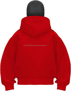 Masque personnalisé, cagoule élégante personnalisée, broderie, ultra doux, chaud, hiver, polaire sherpa, sweat-shirts à capuche rouges pour hommes - Product Image 2