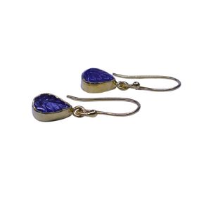 Pendientes Colgantes Chapados en Oro con Diseño de Hoja Azul, Engastados en Bisel, de Aleación, Estilo Vintage para Mujer - Product Image 4