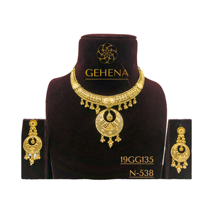 Diseñador elegante moda 24K chapado en oro 5 gramos Collar corto conjunto pendiente anillo para mujer Sexy elegante compromiso aniversario - Product Image 1