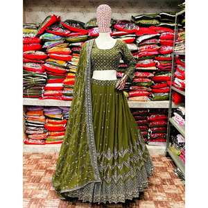 Ropa de fiesta de diseñador para mujer Lehenga Choli con bordado de secuencia - Product Image 1
