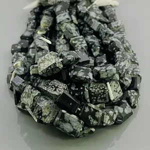 Chakralume Perles de pierres précieuses en obsidienne noire et argentée naturelle, facettées, de qualité AAA, de 10 à 14 mm, pour la fabrication de bijoux, vente en gros - Product Image 4