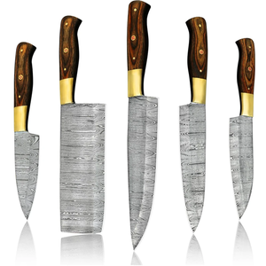 Custom Handmade Damascus Steel Chef <b>Knife</b> <b>Set</b> Wood Handle Restaurant Kitchen Cutlery OEM Manufacturer - Product Image 1