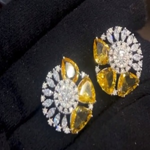 Alluring Premium Quality Brass <b>Silver</b> Plated A+++ CZ Zirconia Doublet <b>Stud</b> Earrings Trendy Wedding Women's STUNNING SPARKLES - Product Image 2