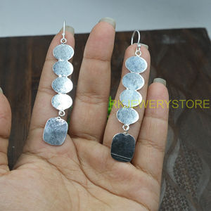 Pendientes colgantes de disco geométrico para mujer, de plata 925, pendientes colgantes de múltiples discos, pendientes llamativos, joyería de moda hecha a mano, regalo - Product Image 3